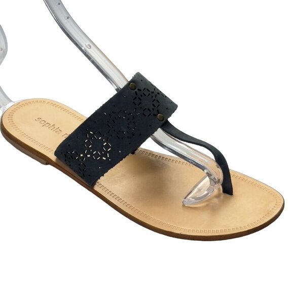 Sophia Milano Shoes - SOPHIA MILANO Women's Shoes Gray Flat Slides Perforated Leather Thongs Size 7.5M